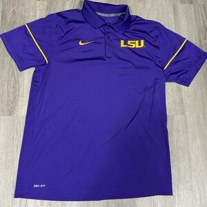 Nike LSU Tigers Dri-FIT Purple Polo Shirt Men’s Size Large Embroidered Logo